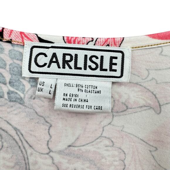 Carlisle NWT Pink Floral Gold Metallic Embellished Square Neck Slim Fit Top - Picture 10 of 11